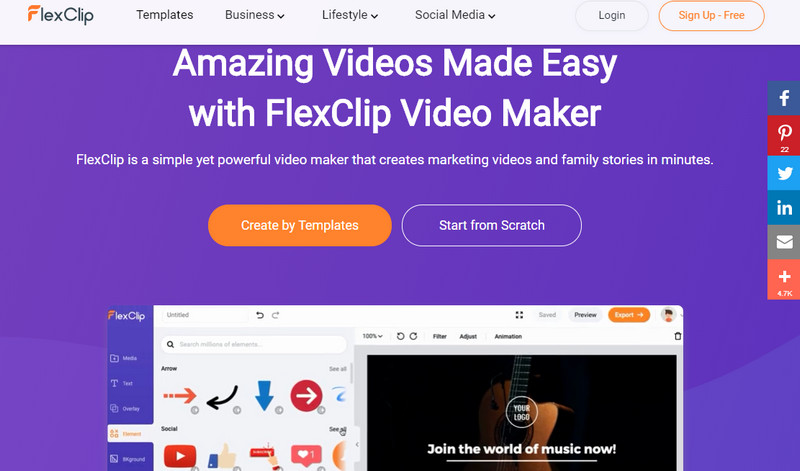 使用FlexClip在线分割视频