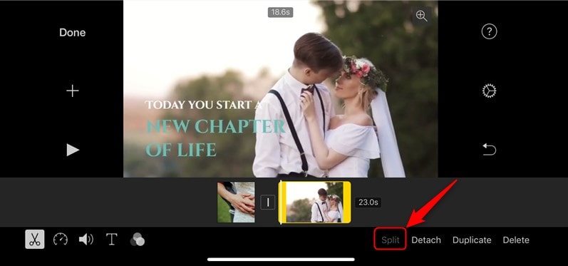 如何分割iMovie在iPhone上的剪辑:第3步