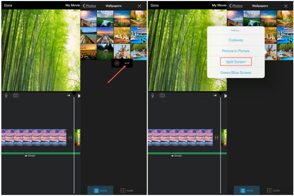 iPhone iMovie中的分屏并排视频