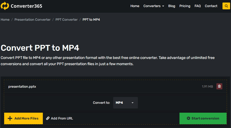 转换PPT到视频在线与Converter365